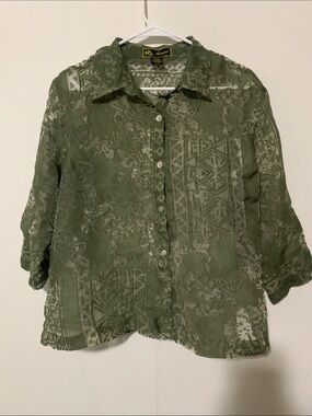 Mirasol Green Sheer Button-Front Blouse